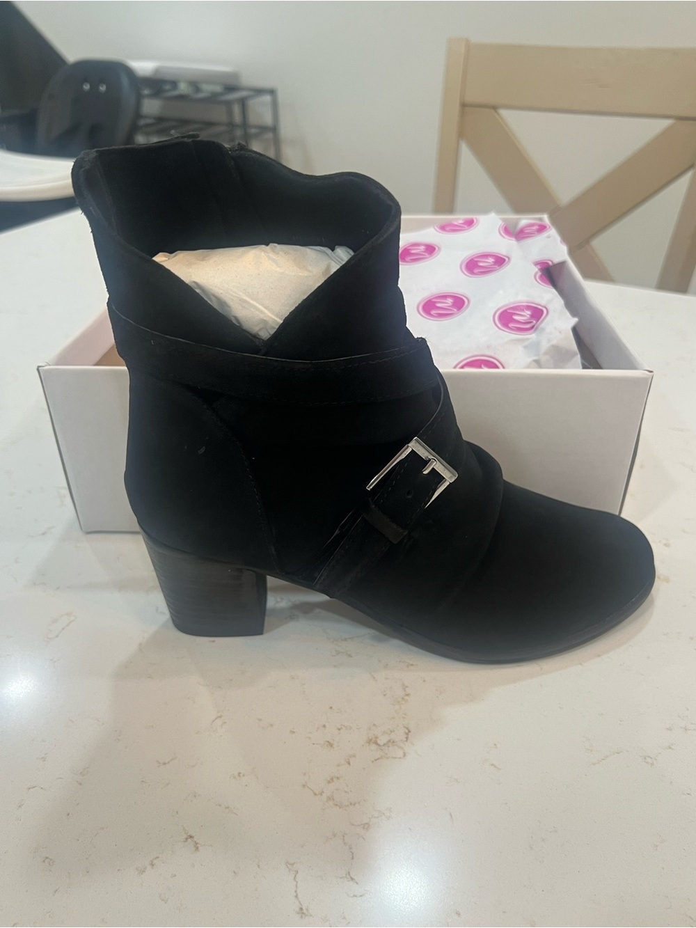 Matisse Black Suede Buckle Ankle Boot